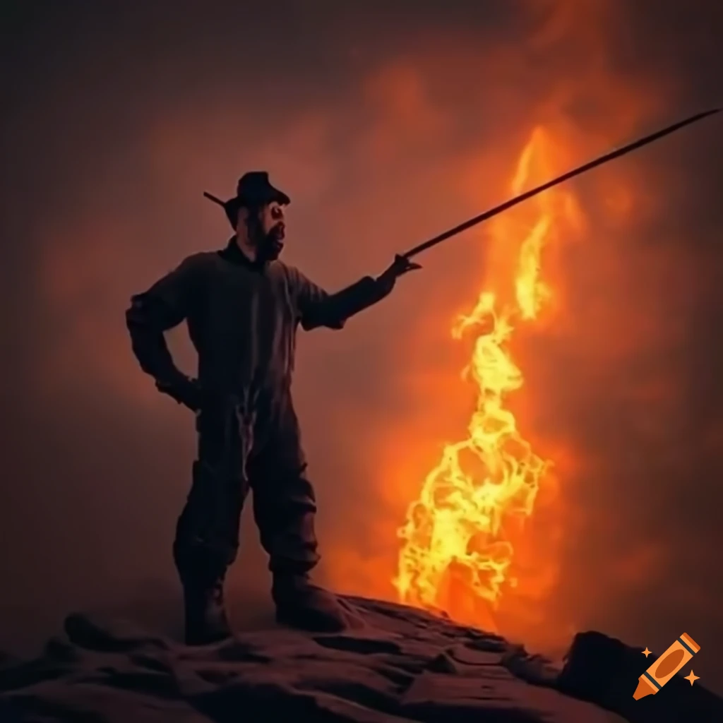 plumber standing on a mountain with a plunger