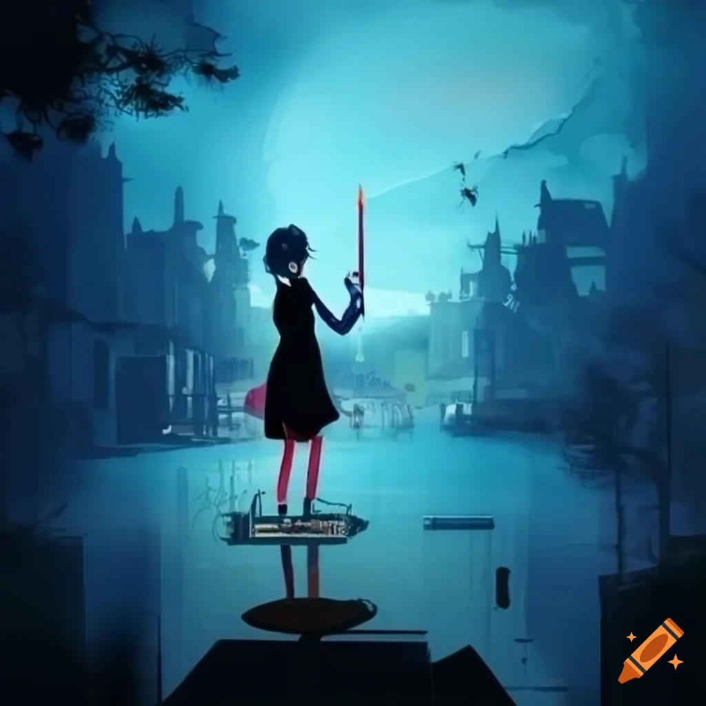 Illustration of a talented female composer in japan