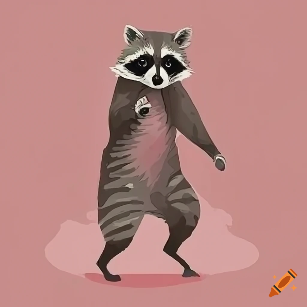painting of a raccoon doing judo