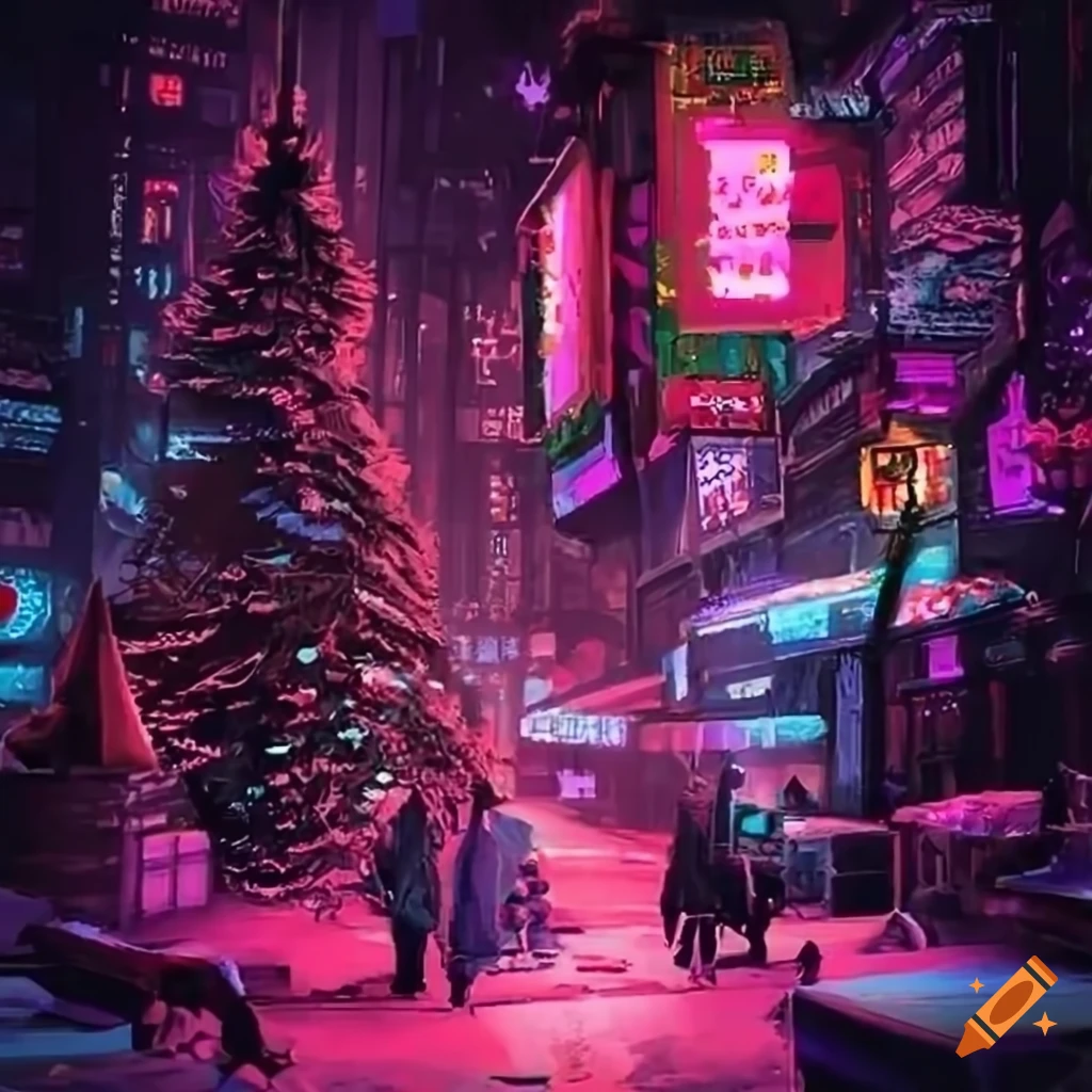 Cyberpunk christmas artwork on Craiyon