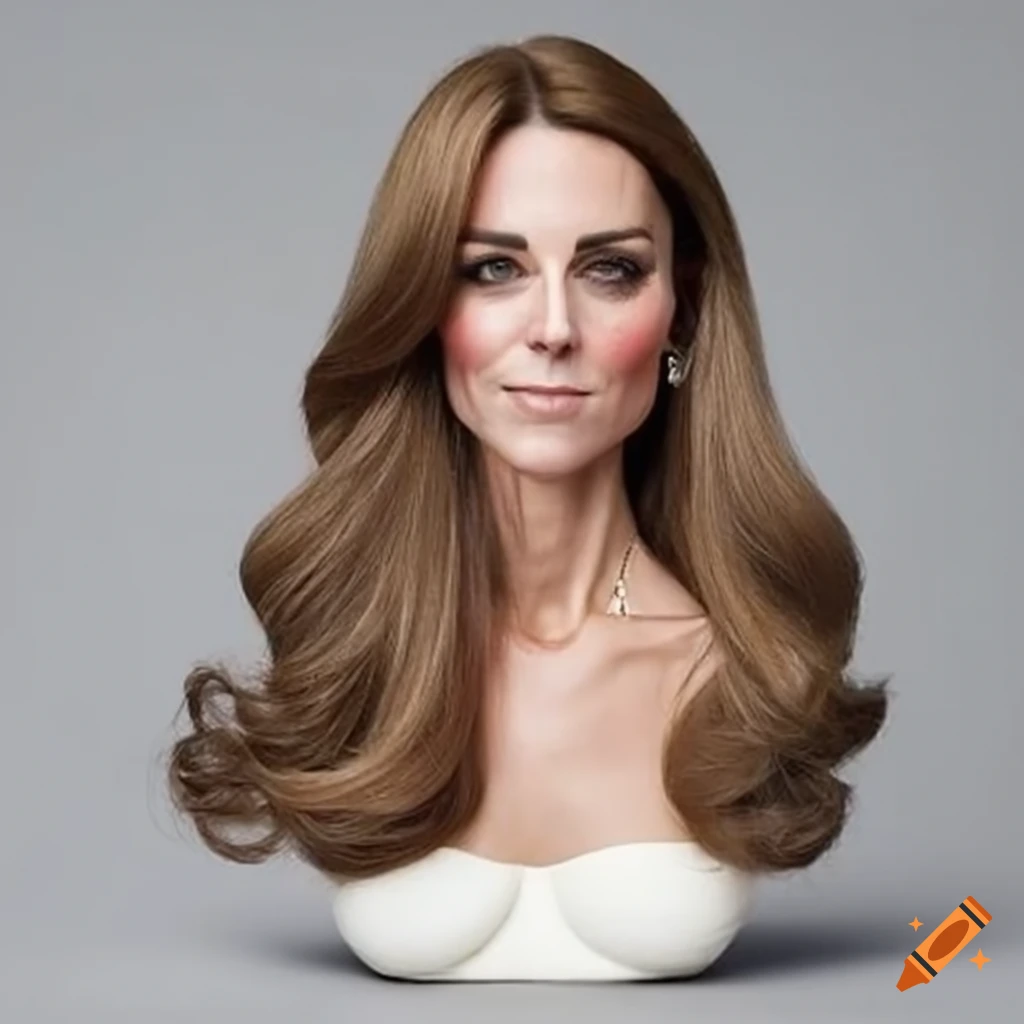 Lifelike Kate Middleton styling head with long hair