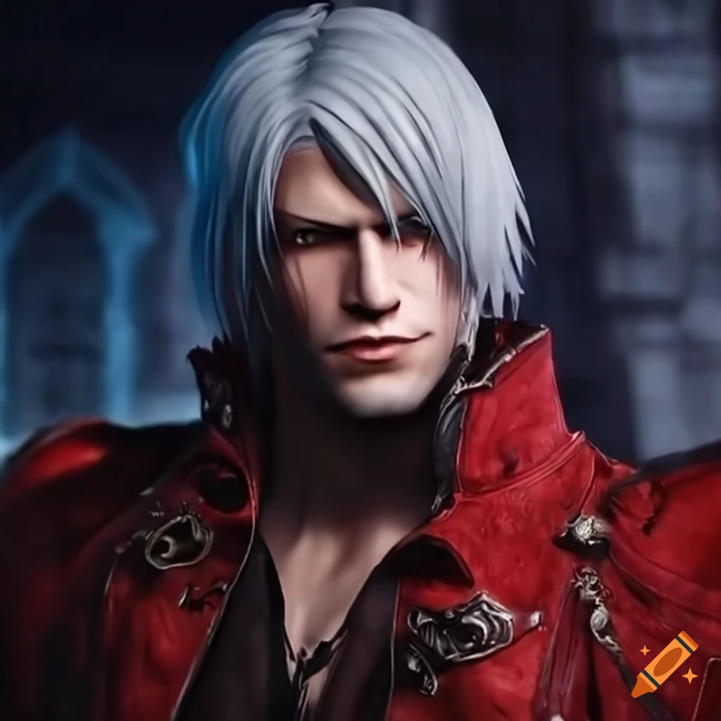 Tom cruise as dante devil may cry character in 3d with devil may cry 5  uniform as a playstation 5 tech demo in 2019