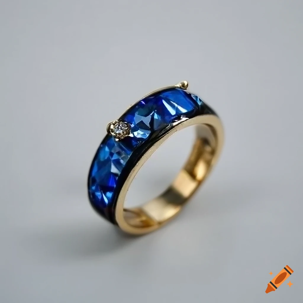 product photo of a mini ring with blue diamond