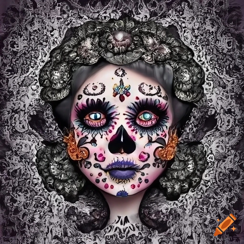 intricate and realistic sugar skull artwork