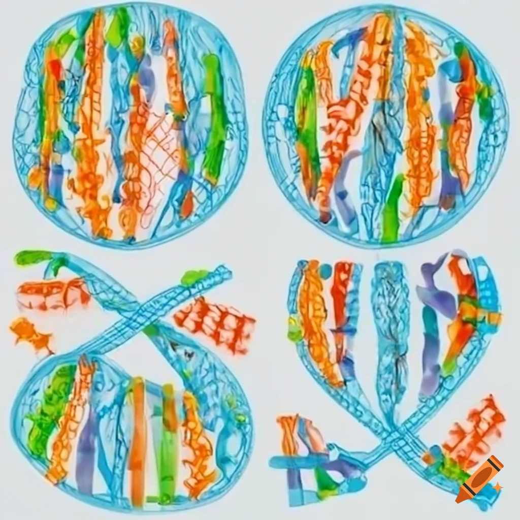 genetic theme in blue, green, and orange