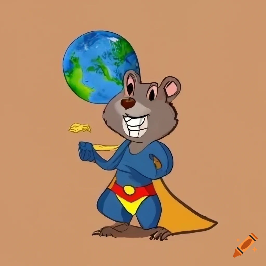 Cartoon of a superhero squirrel saving the world on Craiyon