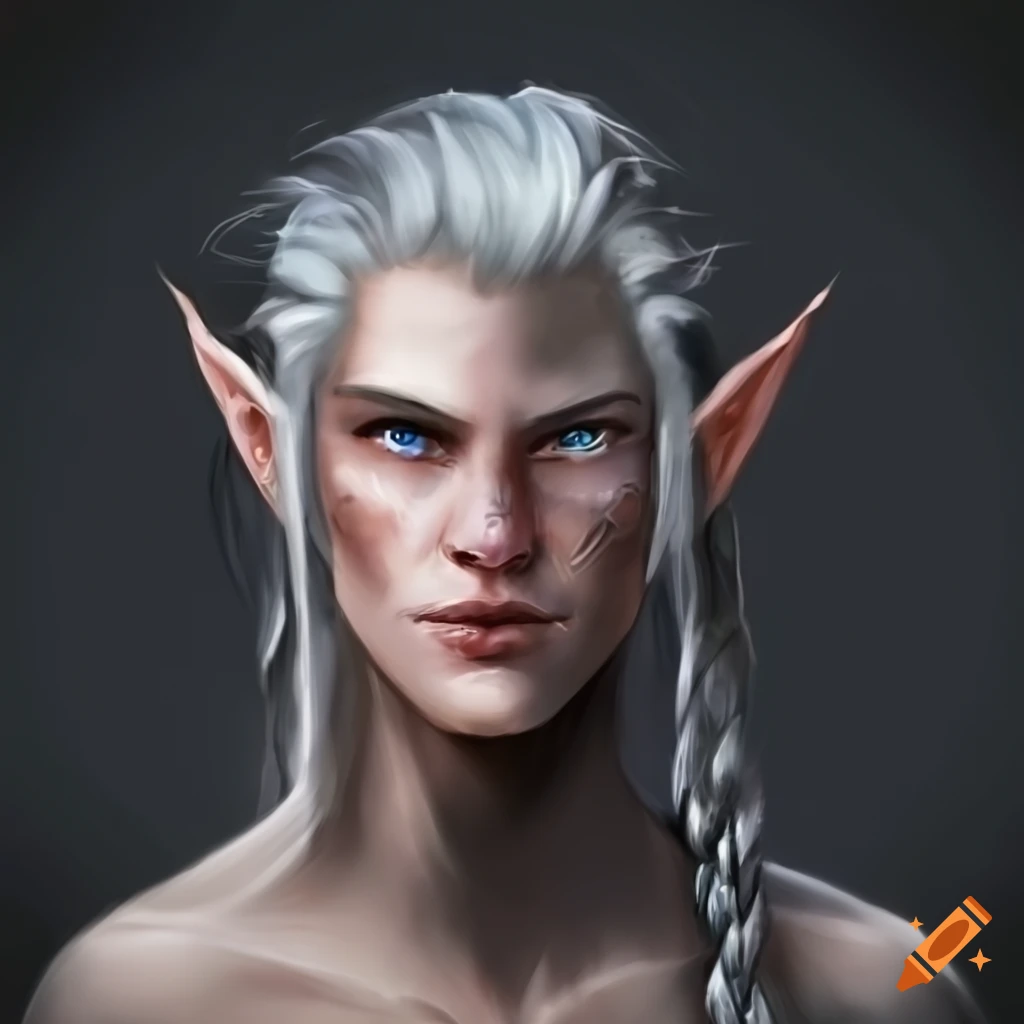 Image of an elf with dragon scales on his face on Craiyon