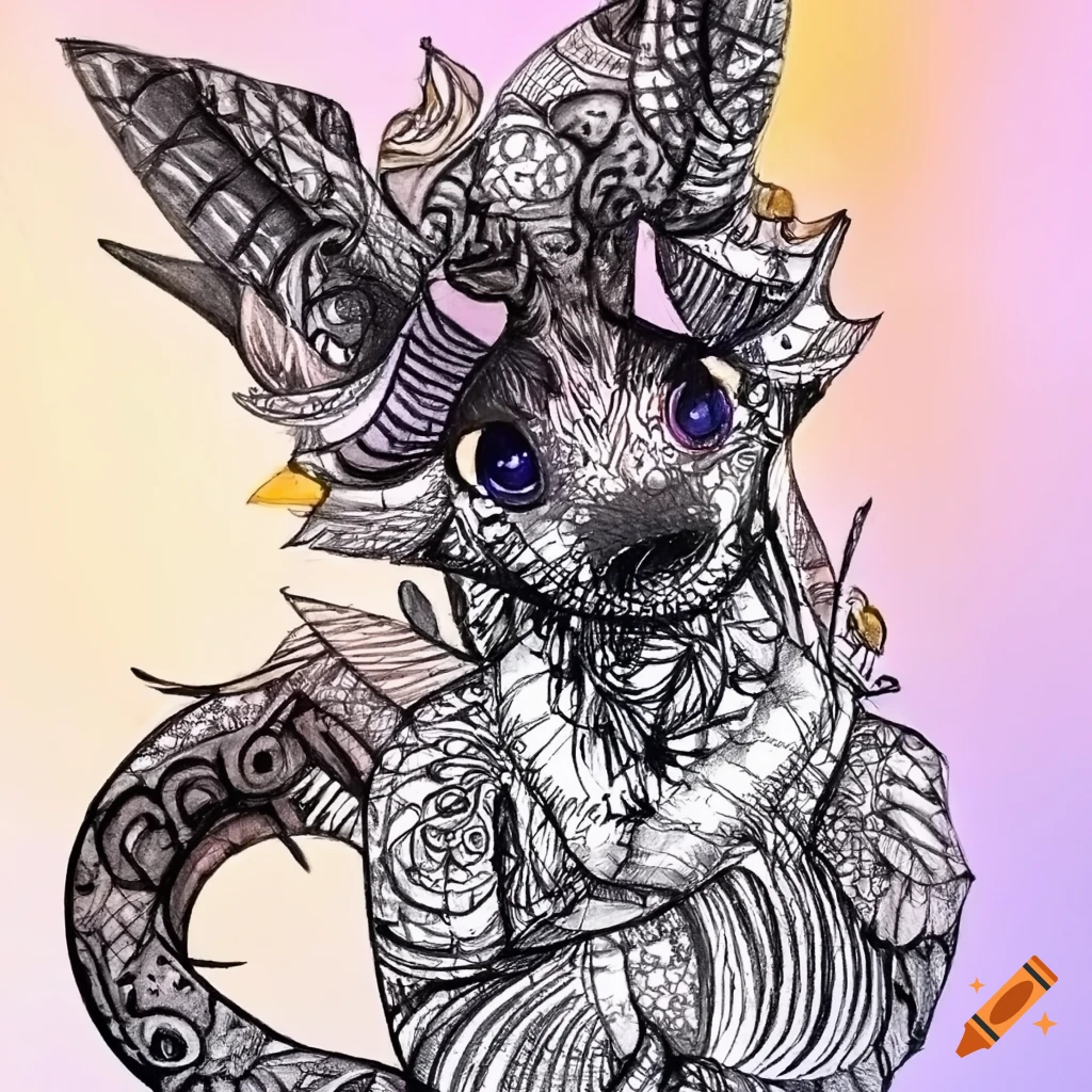 Zentangle art of a furry protogen