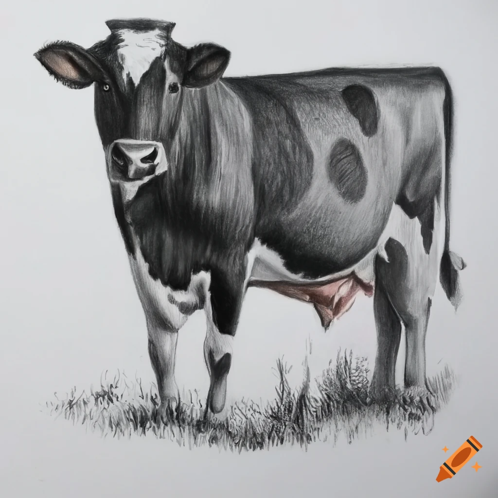 Portrait drawing of a cow | Cow drawing, Pencil drawing images, Cow sketch