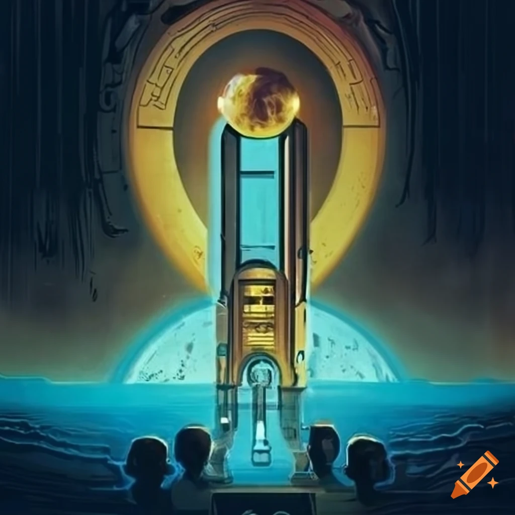 gold sci-fi machine artwork
