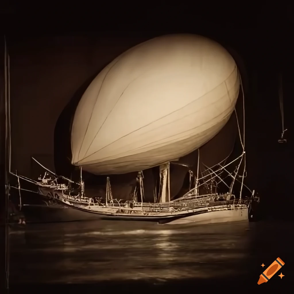 steampunk airship with a ship-shaped gondola
