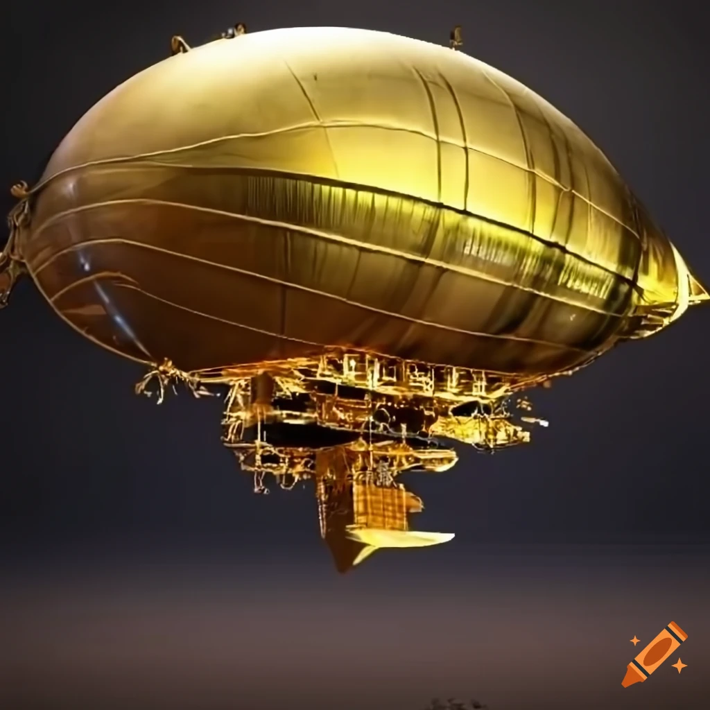 image of a luxurious gold airship