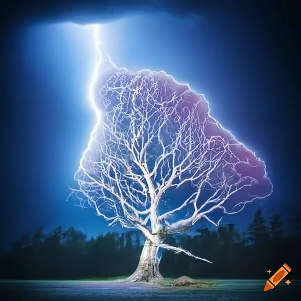 Artwork of a tree made of lightning