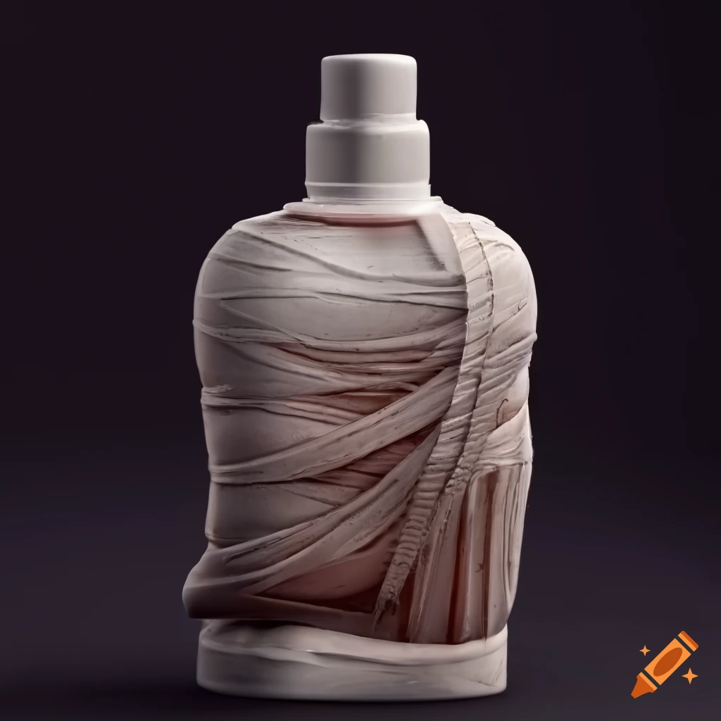white background mummy perfume bottle