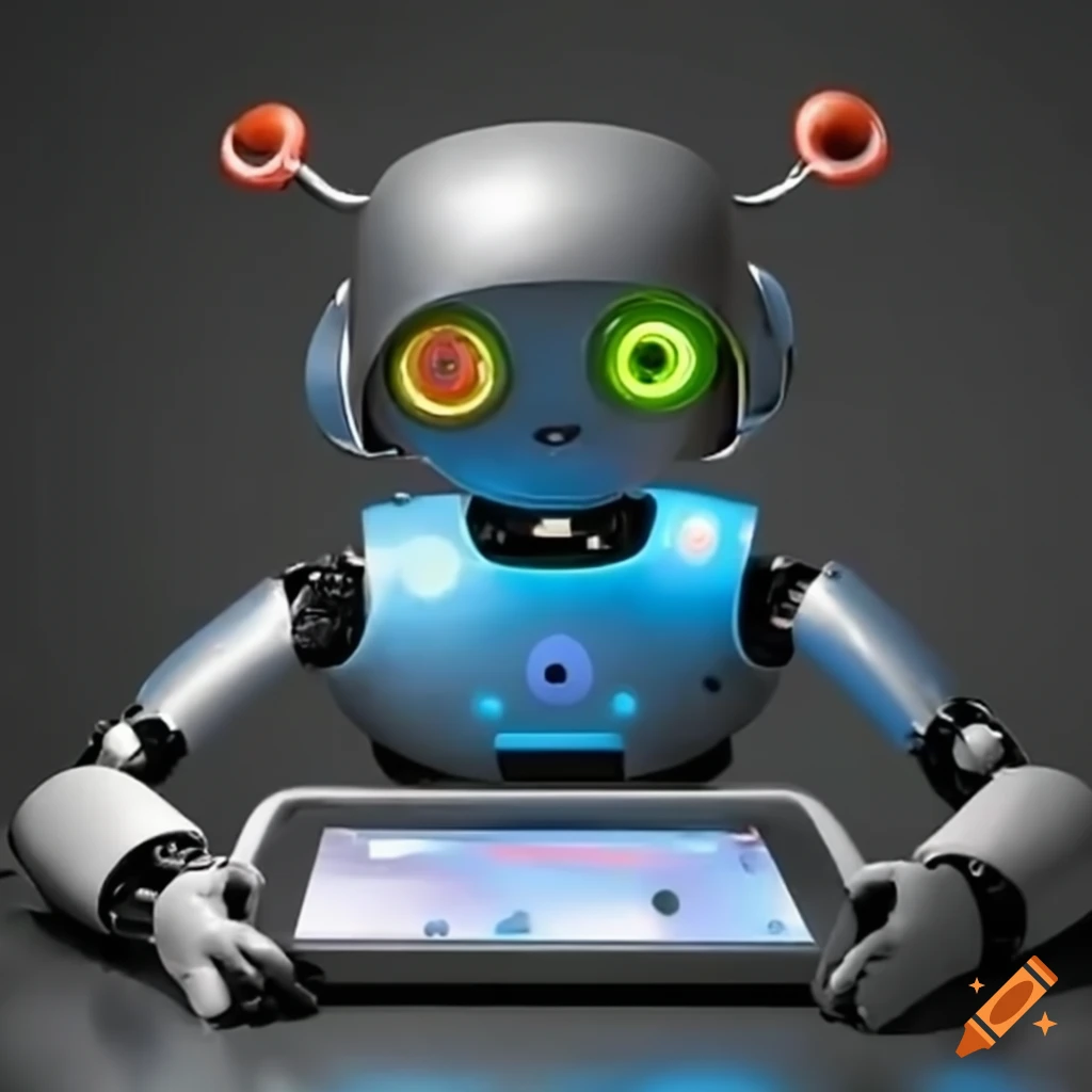 Robot Using An Ipad To Learn Math On Craiyon