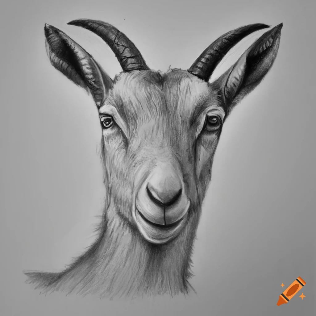 Realistic pencil drawing of a goat on Craiyon