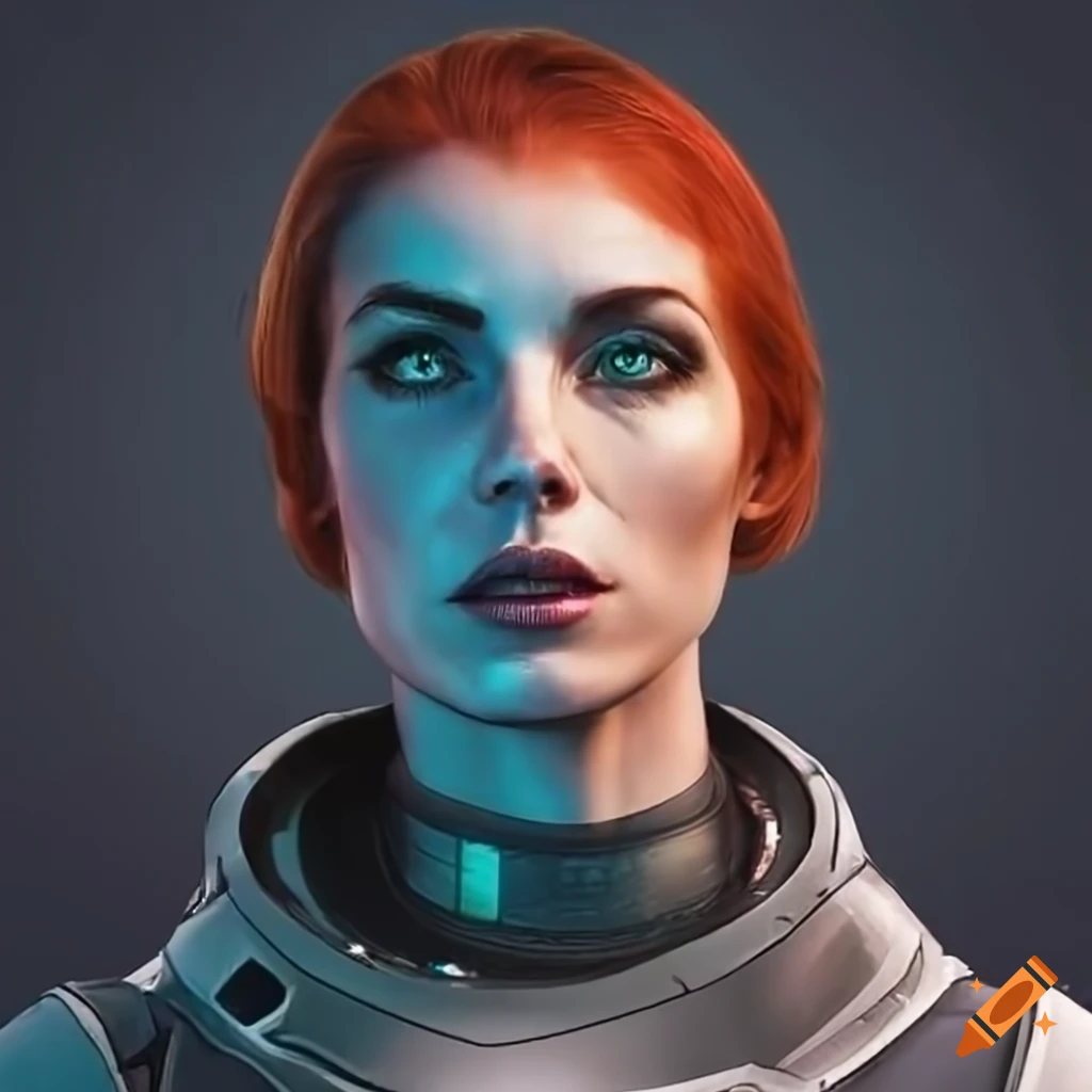 Futuristic Woman With Short Red Hair In Space Station Attire On Craiyon 