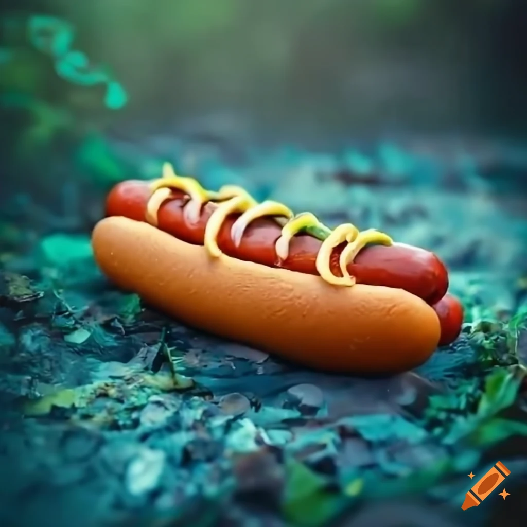 close-up of a delicious hotdog in natural surroundings