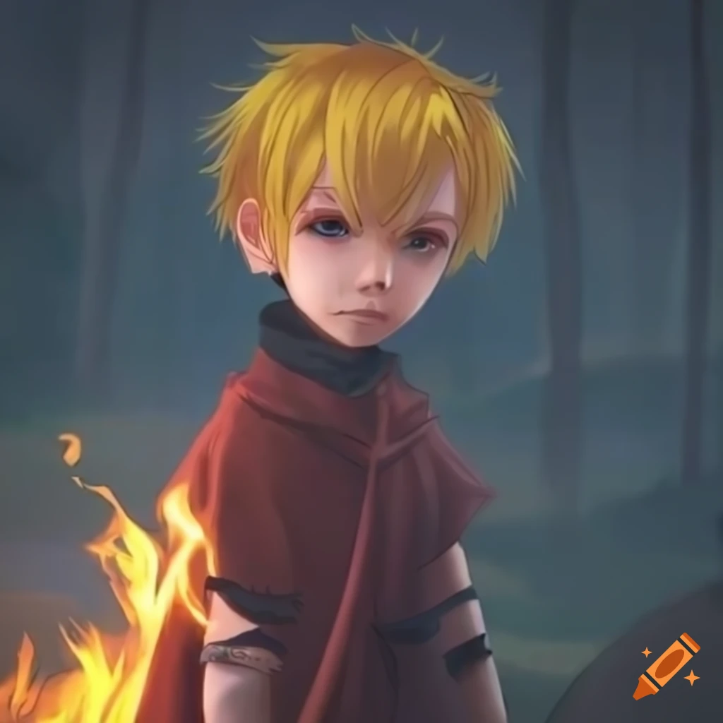anime fire ninja boy
