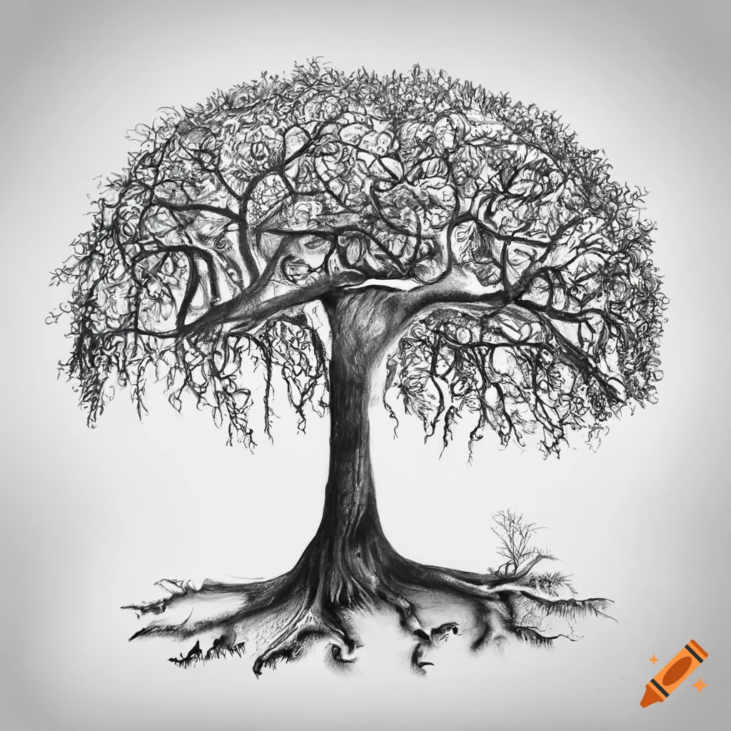 Realistic drawing of the tree of life