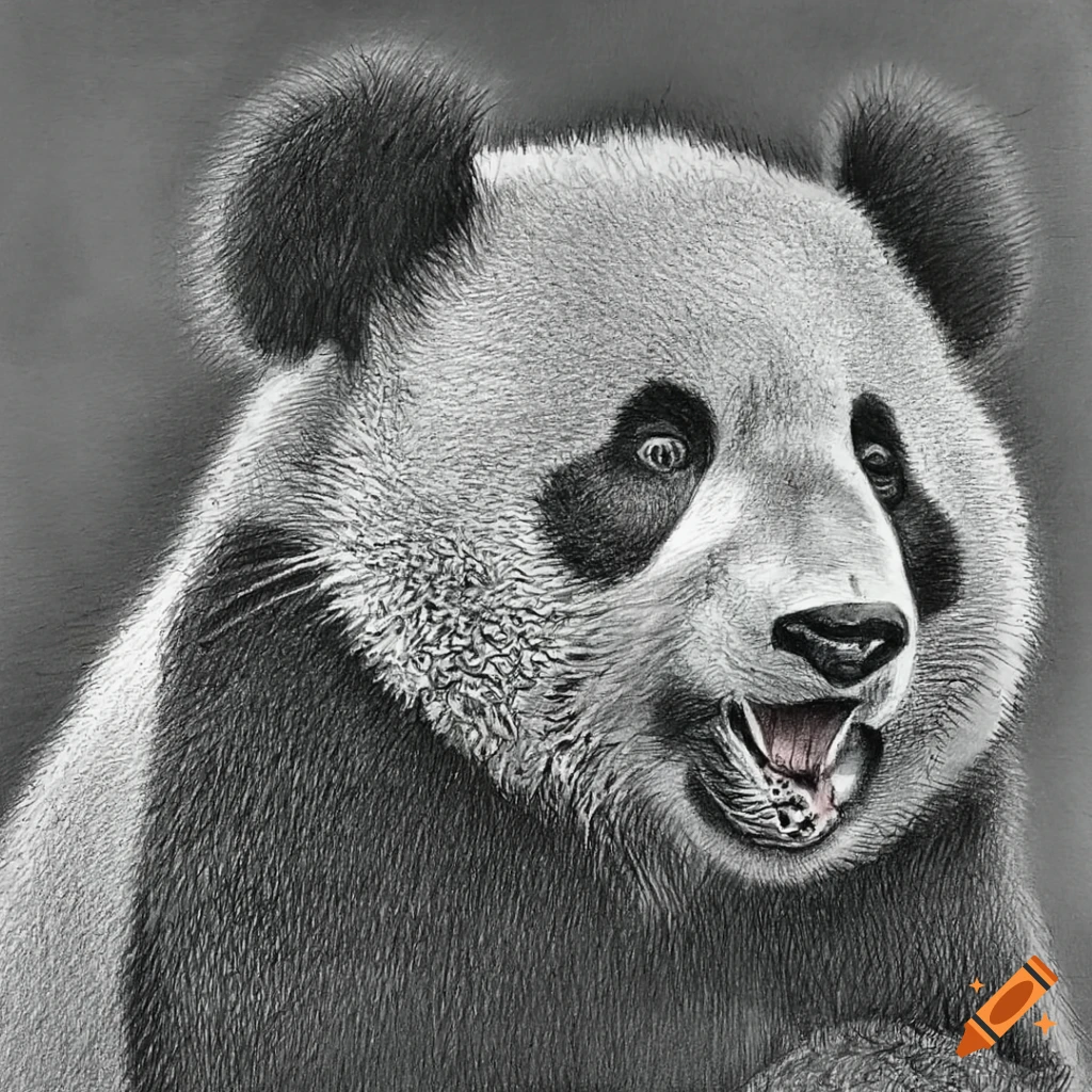 Realistic pencil drawing of a panda on Craiyon