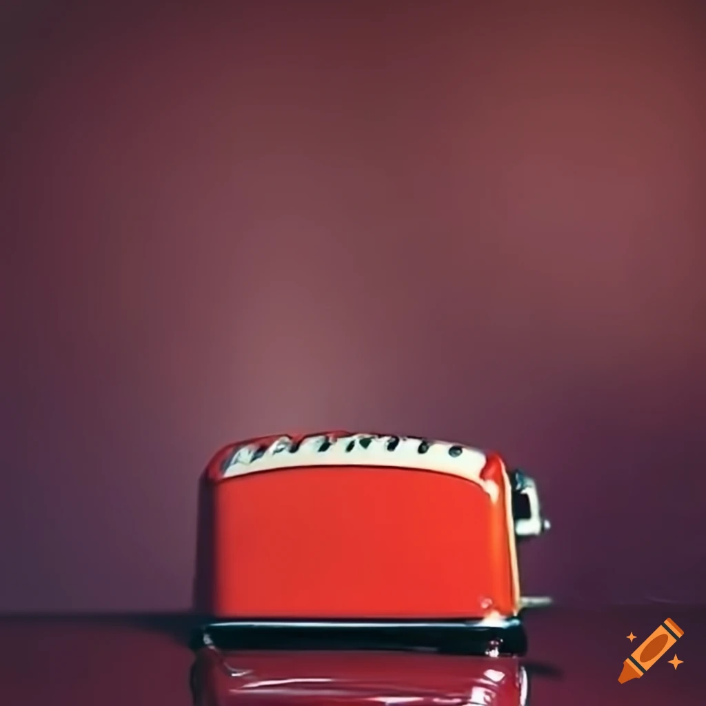 retro scene with greaser, waitress, and scientist around a red toaster