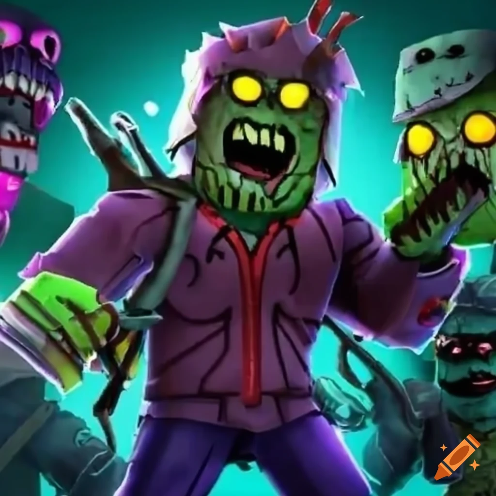 Thumbnail for a 1-player vs. 2-zombies roblox-style game