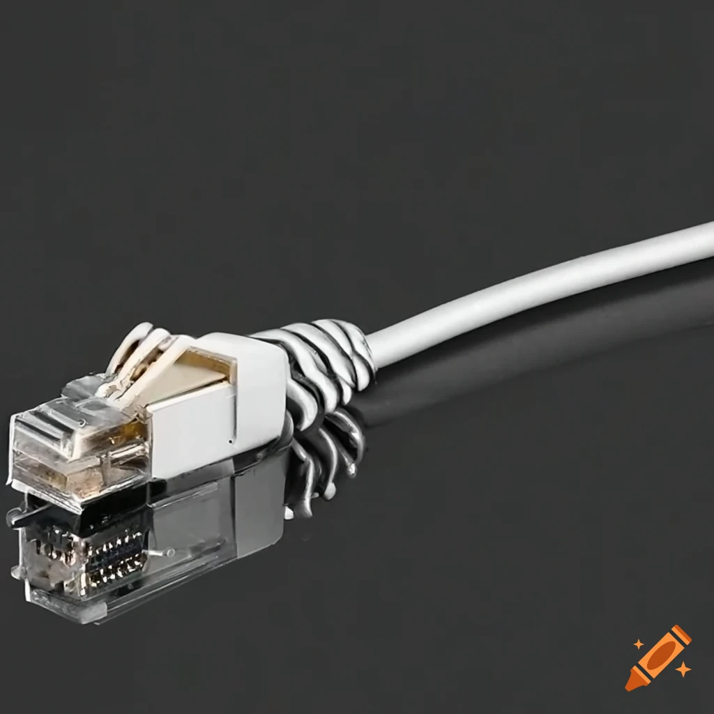 Twisted pair lan cable near a computer on Craiyon