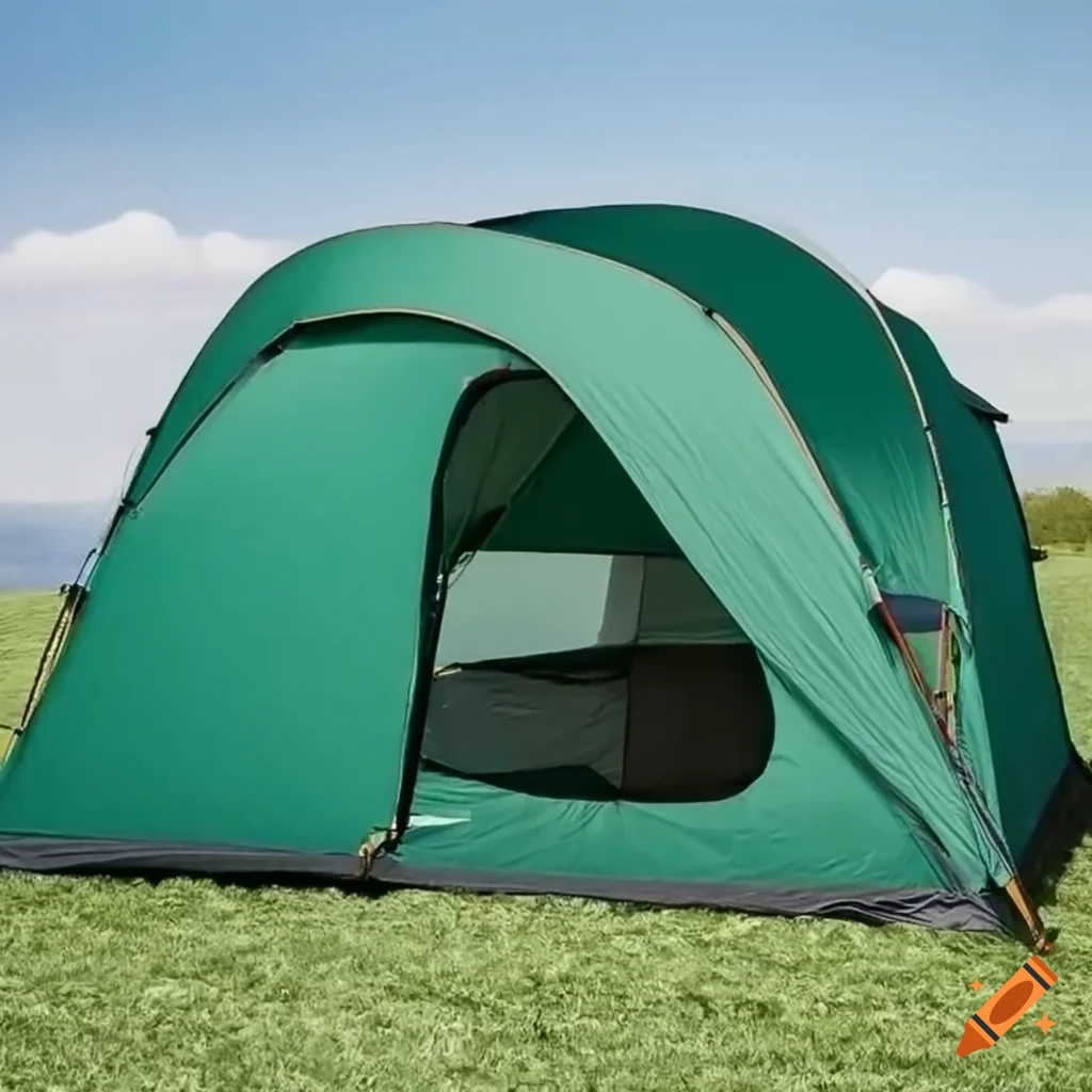 Dark green double camping tent