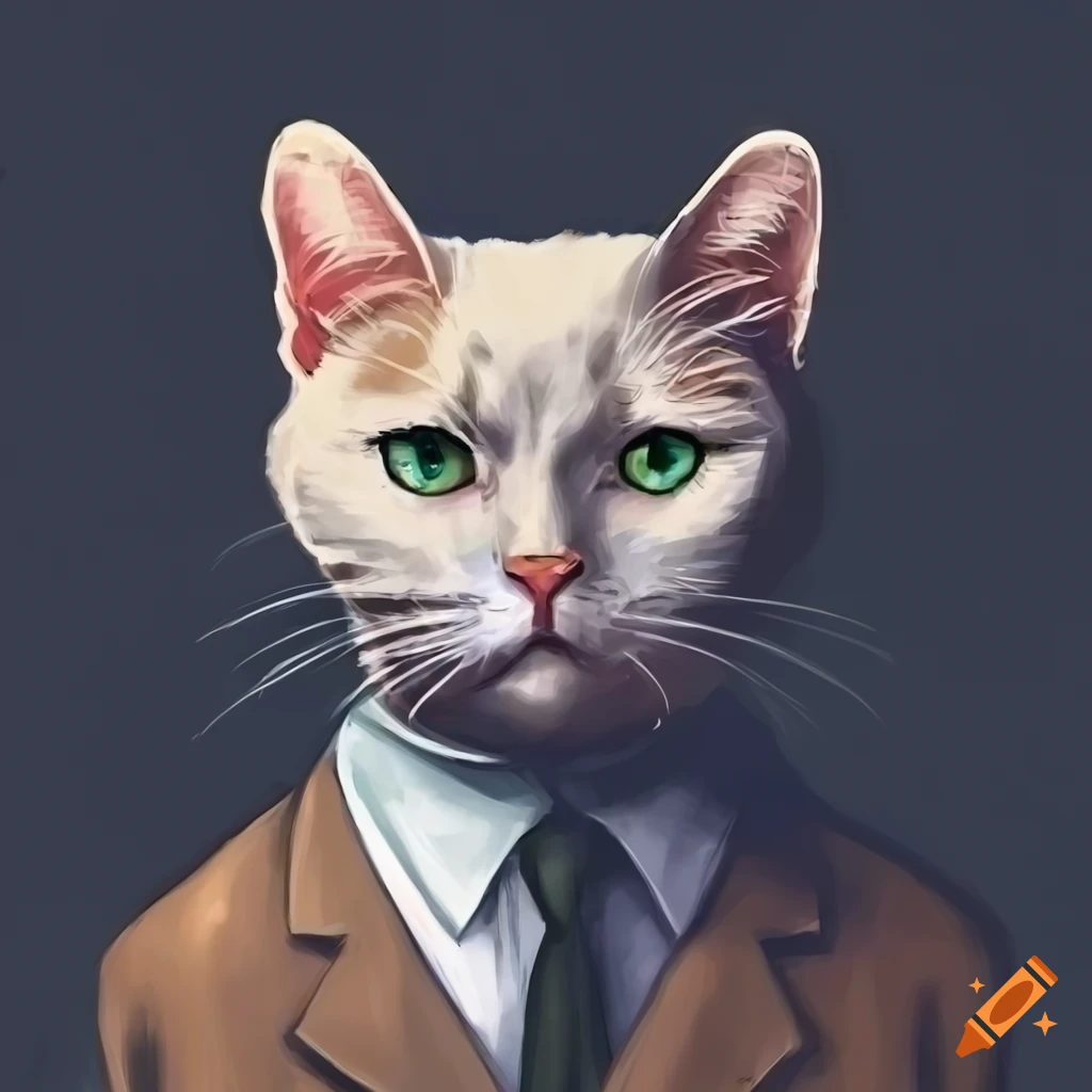 Anime cat portrait inspired by magritte on Craiyon