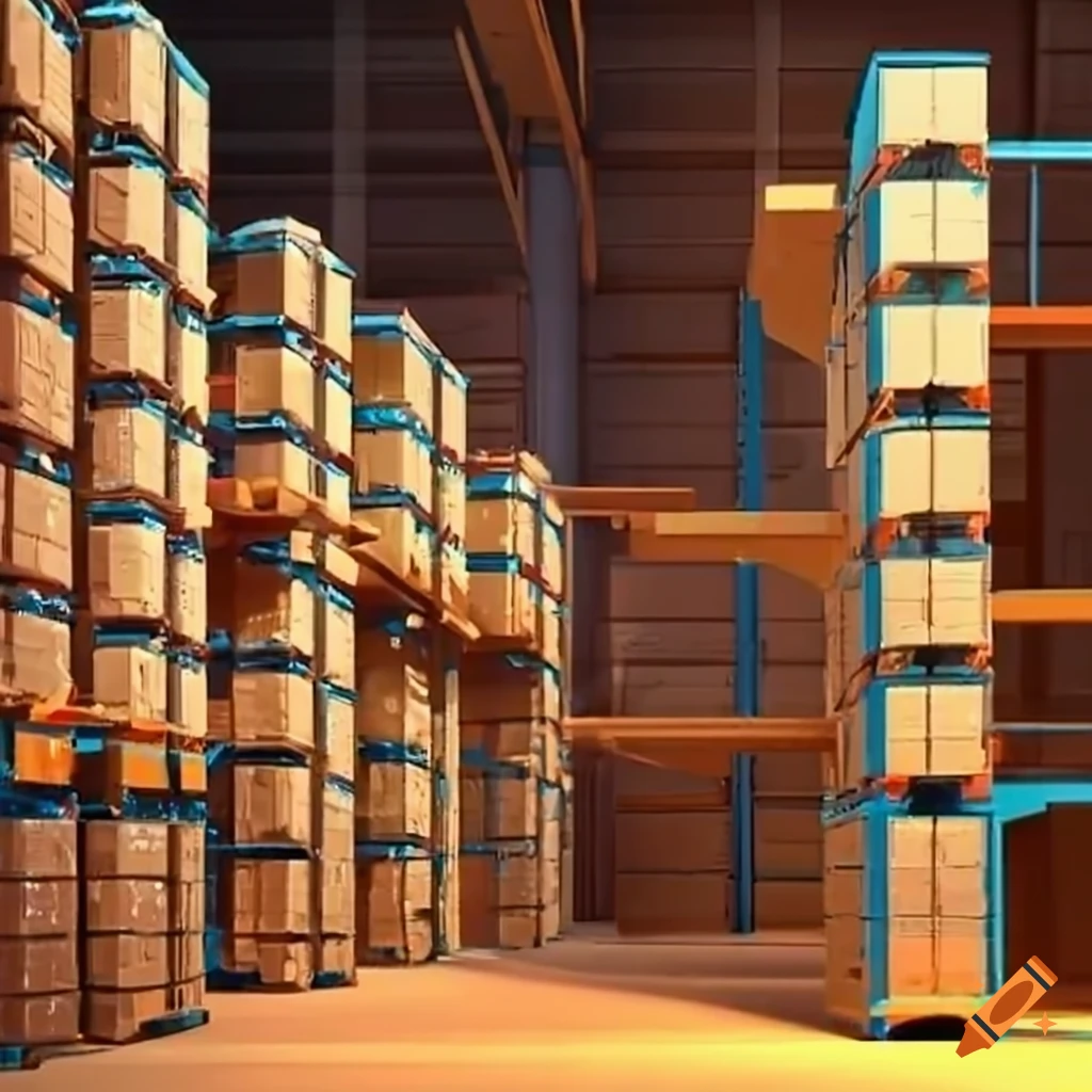 Boxes in a warehouse on Craiyon