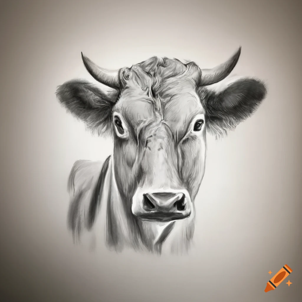 realistic pencil drawing of a cow