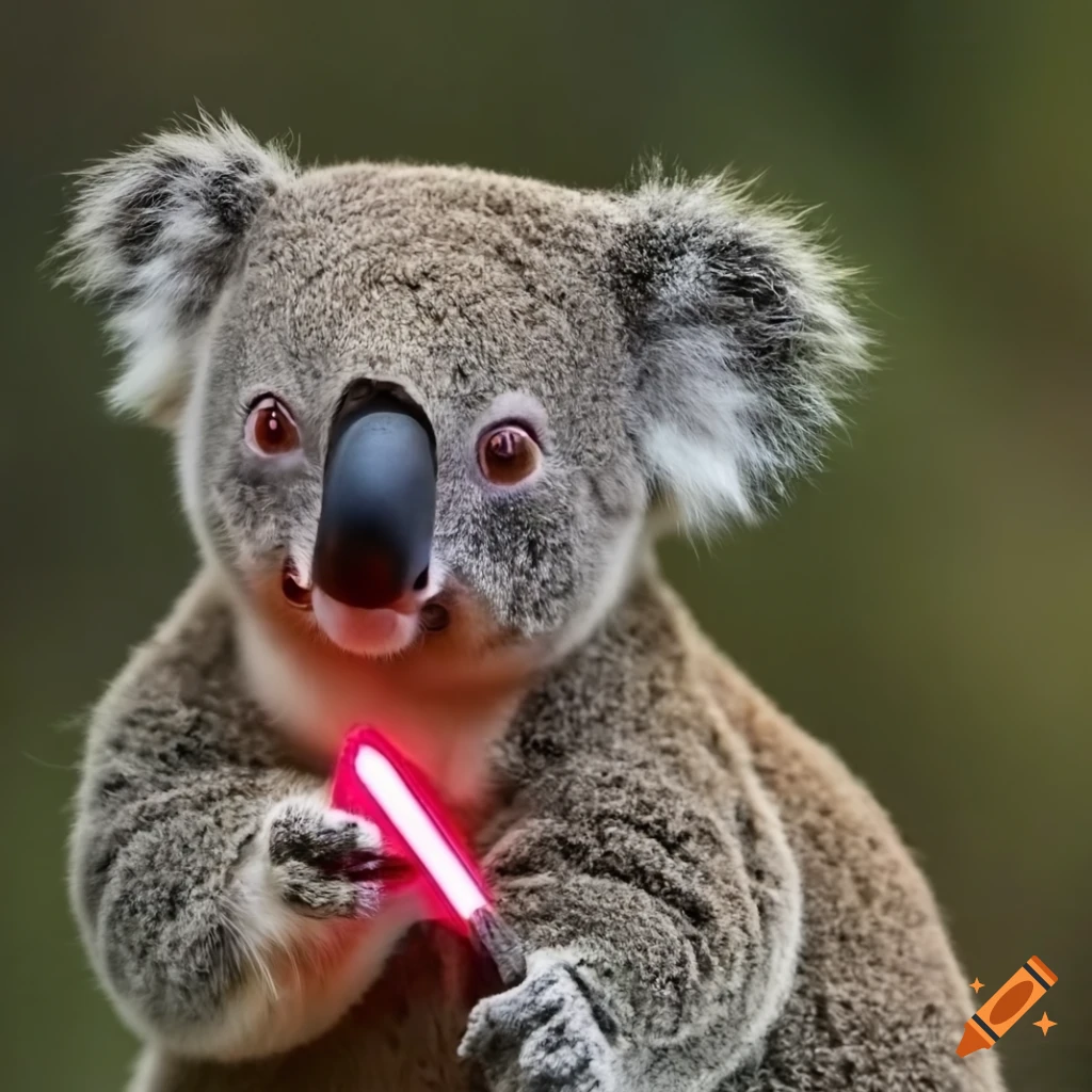 koalas holding lightsabers