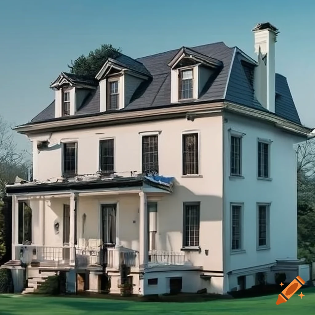 beautiful white stucco house with black shutters