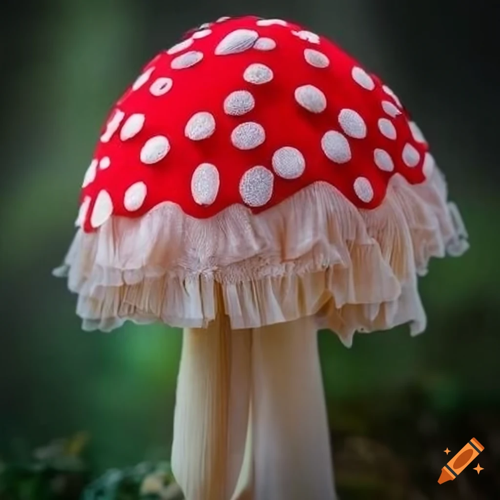 Colorful fabric mushroom art on Craiyon