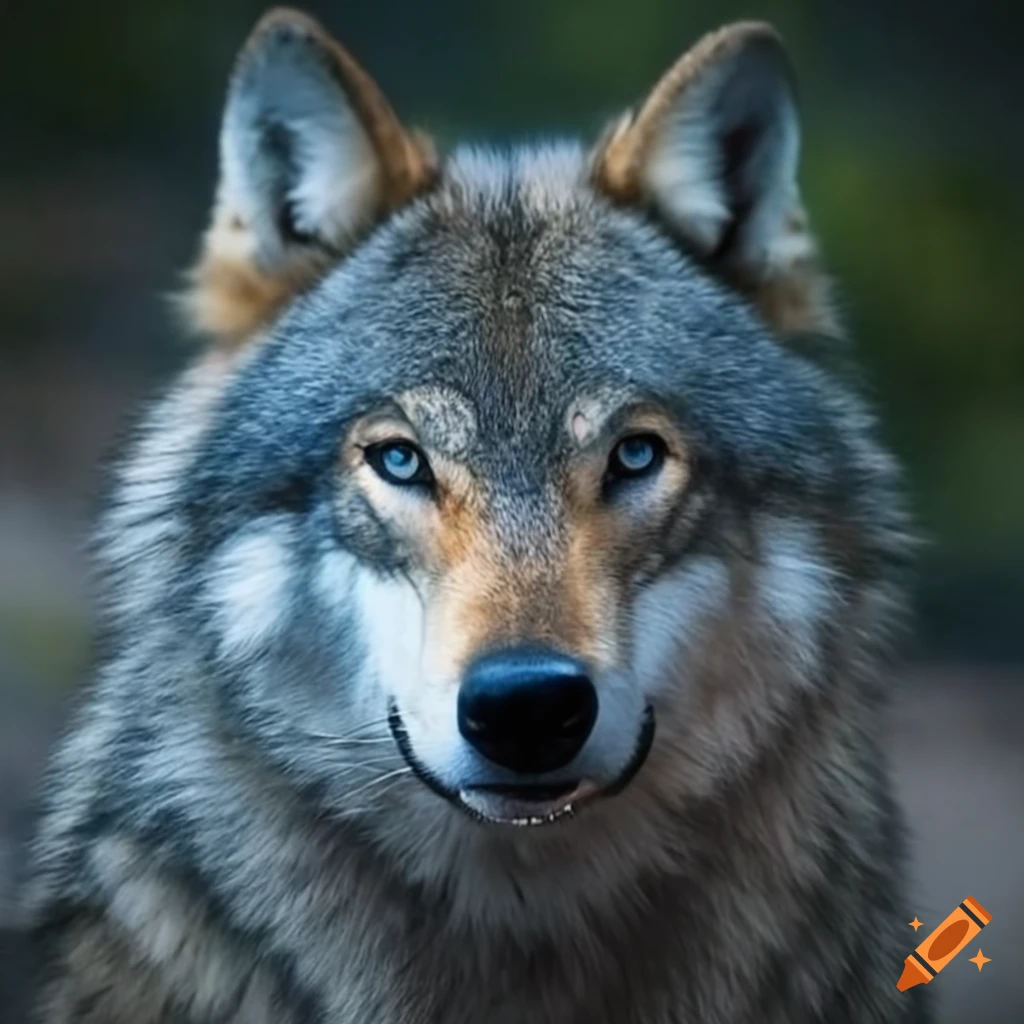 blue wolf with light blue eyes