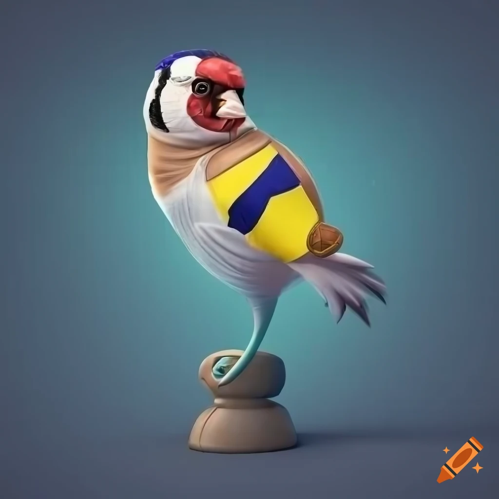 European goldfinch bird with detailed feathers and golden wings on Craiyon