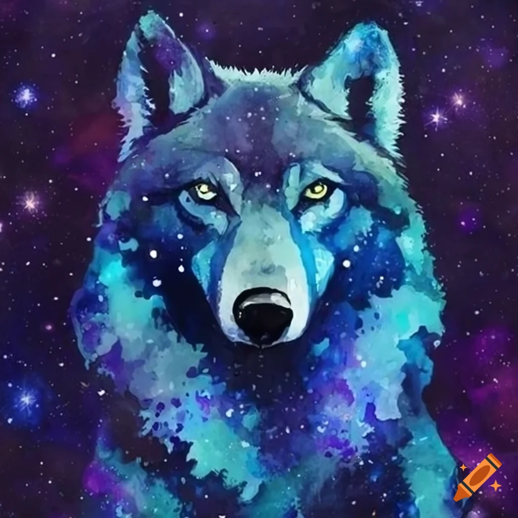 Image of a wolf in a cosmic galaxy on Craiyon