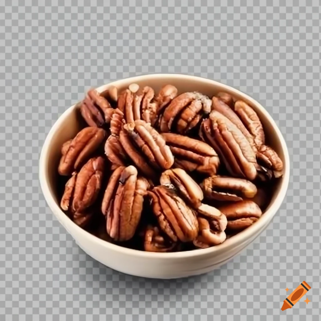 bowl of pecans on transparent background