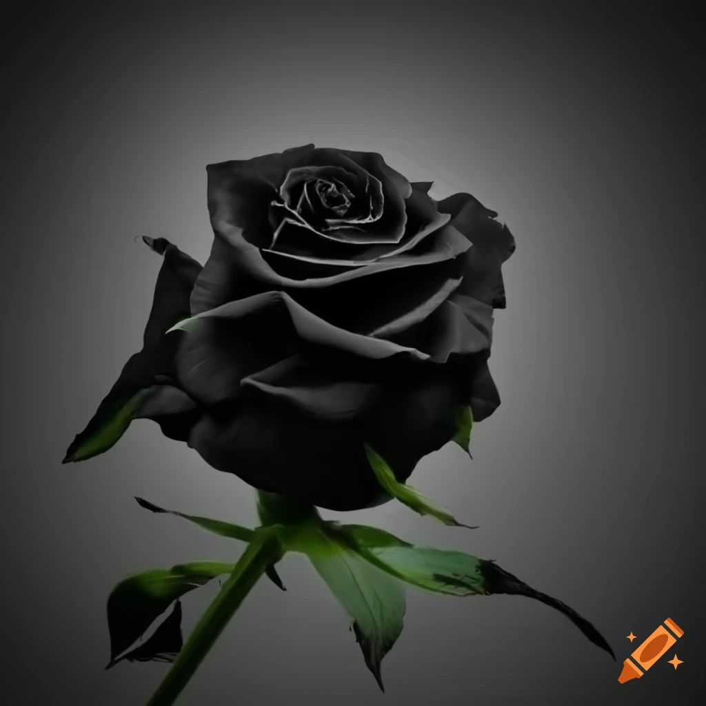 Rosa negra con petalos cayendo on Craiyon