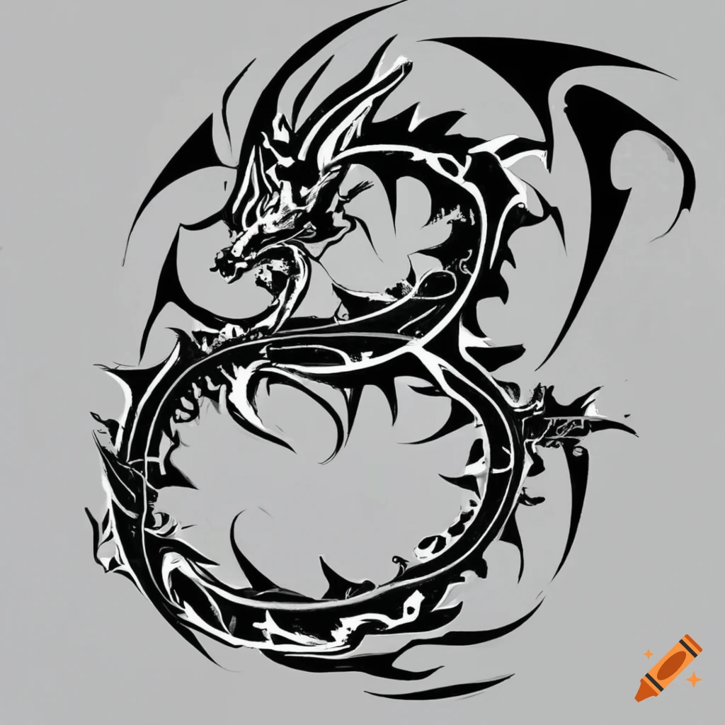 How to Draw a Tribal Dragon Tattoo Design - Sketch 5 - YouTube