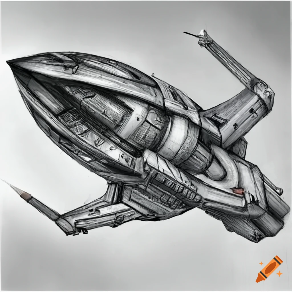a pencil drawing of a spaceship. concept art, | Stable Diffusion
