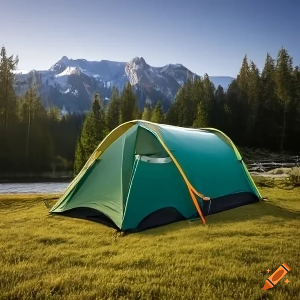 Dark green double camping tent