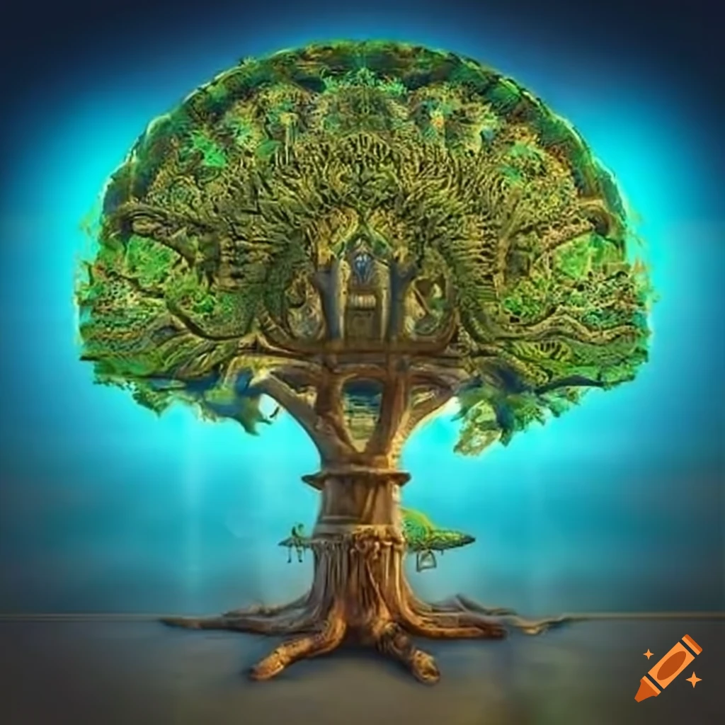 Babylonian-style sacred tree sculpture