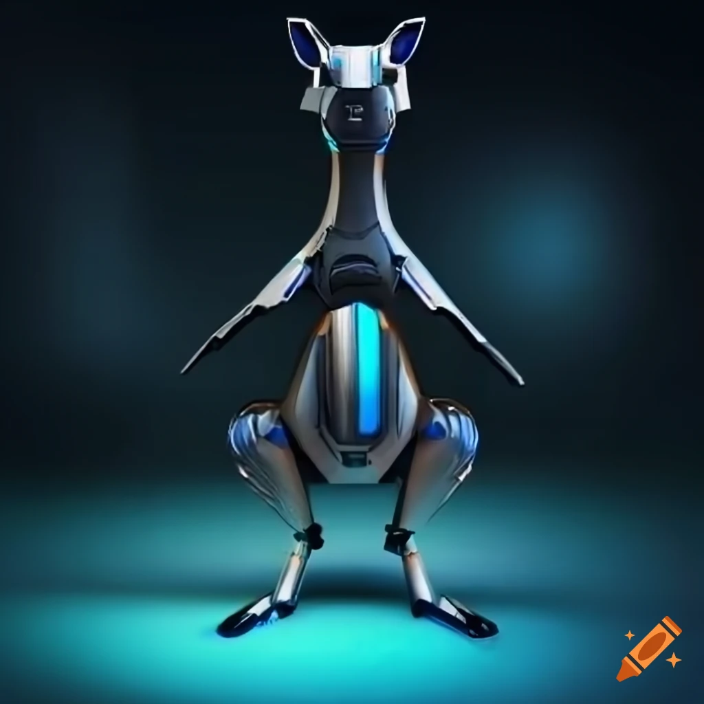 impressive futuristic robotic kangaroo in a modern cityscape