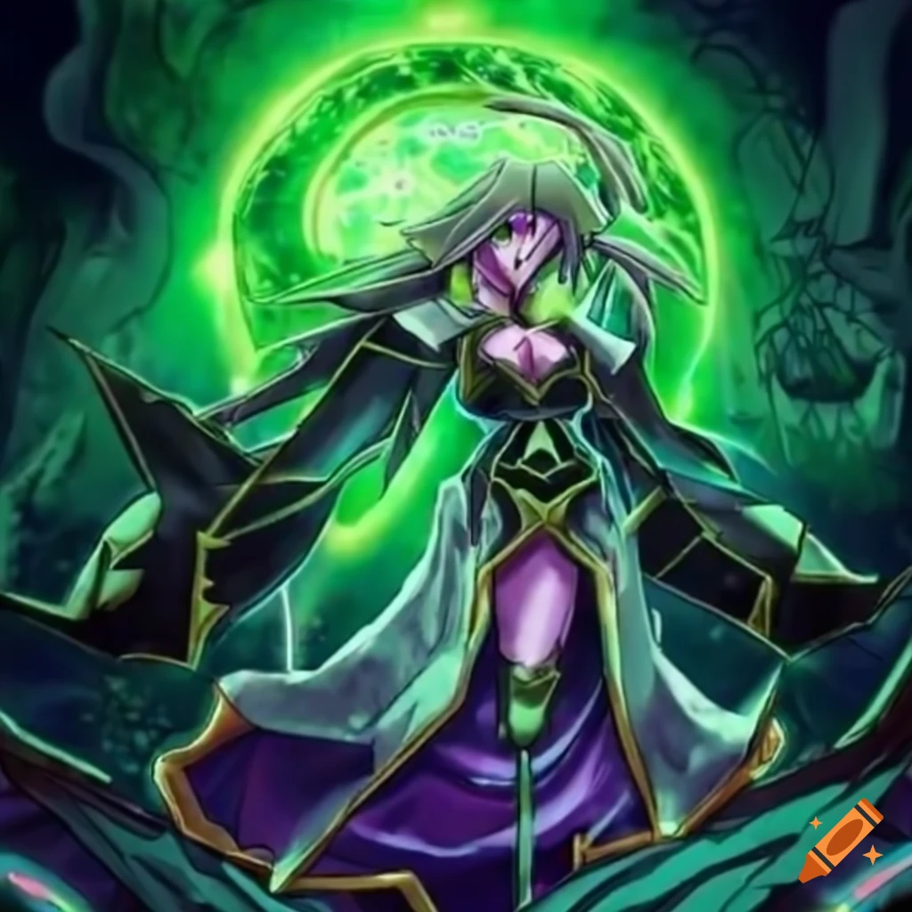 Green Altergeist card from Yu-Gi-Oh! on Craiyon