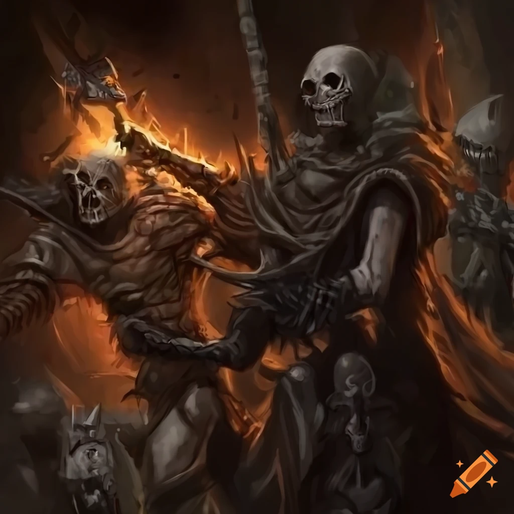 Skeleton army marching in a fantasy setting on Craiyon