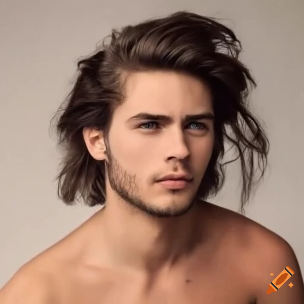 portrait of a handsome man with long hair pulled back