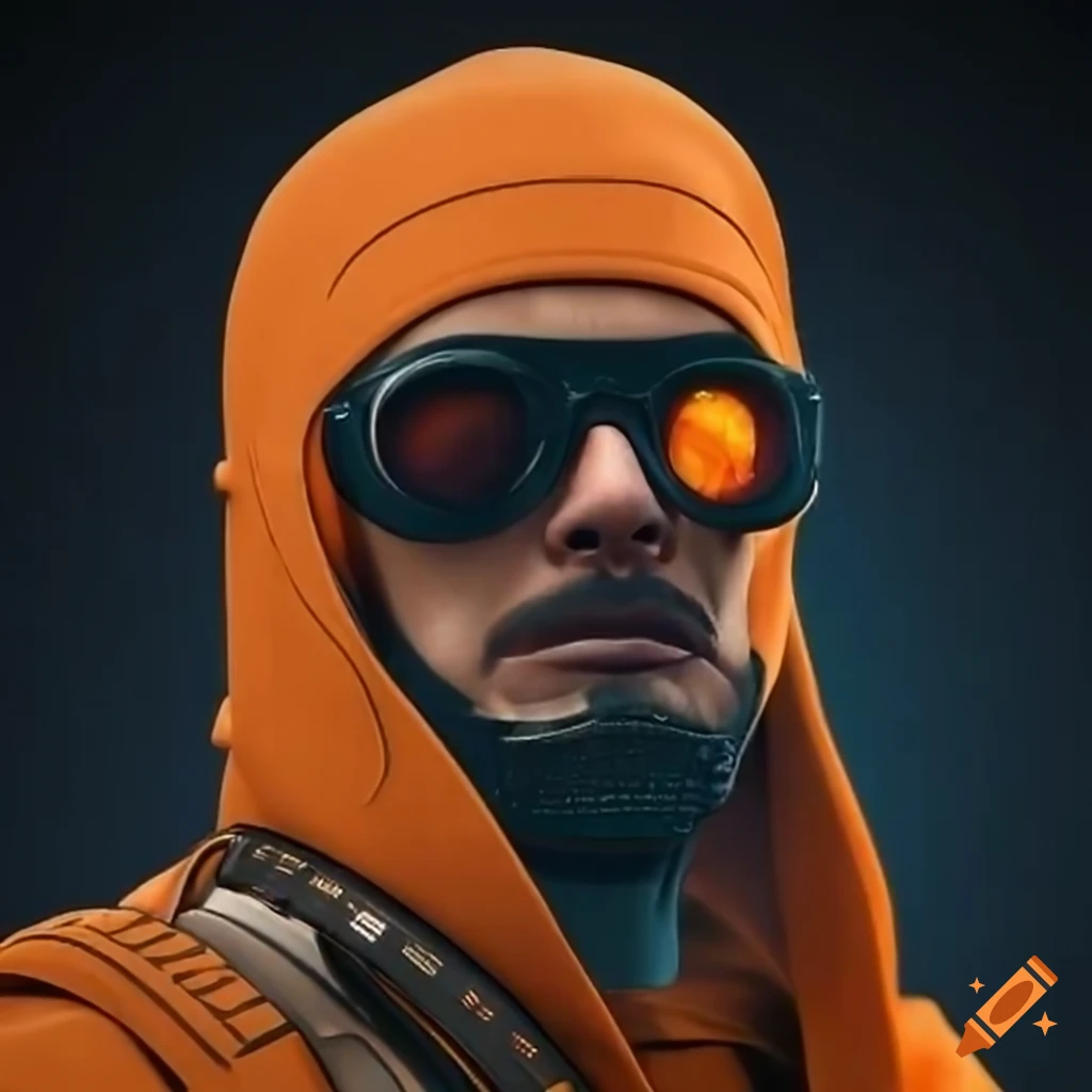 man in radiation suit with glasses and goatee