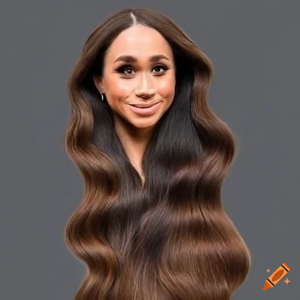 lifelike Meghan Markle styling head with flowing long hair